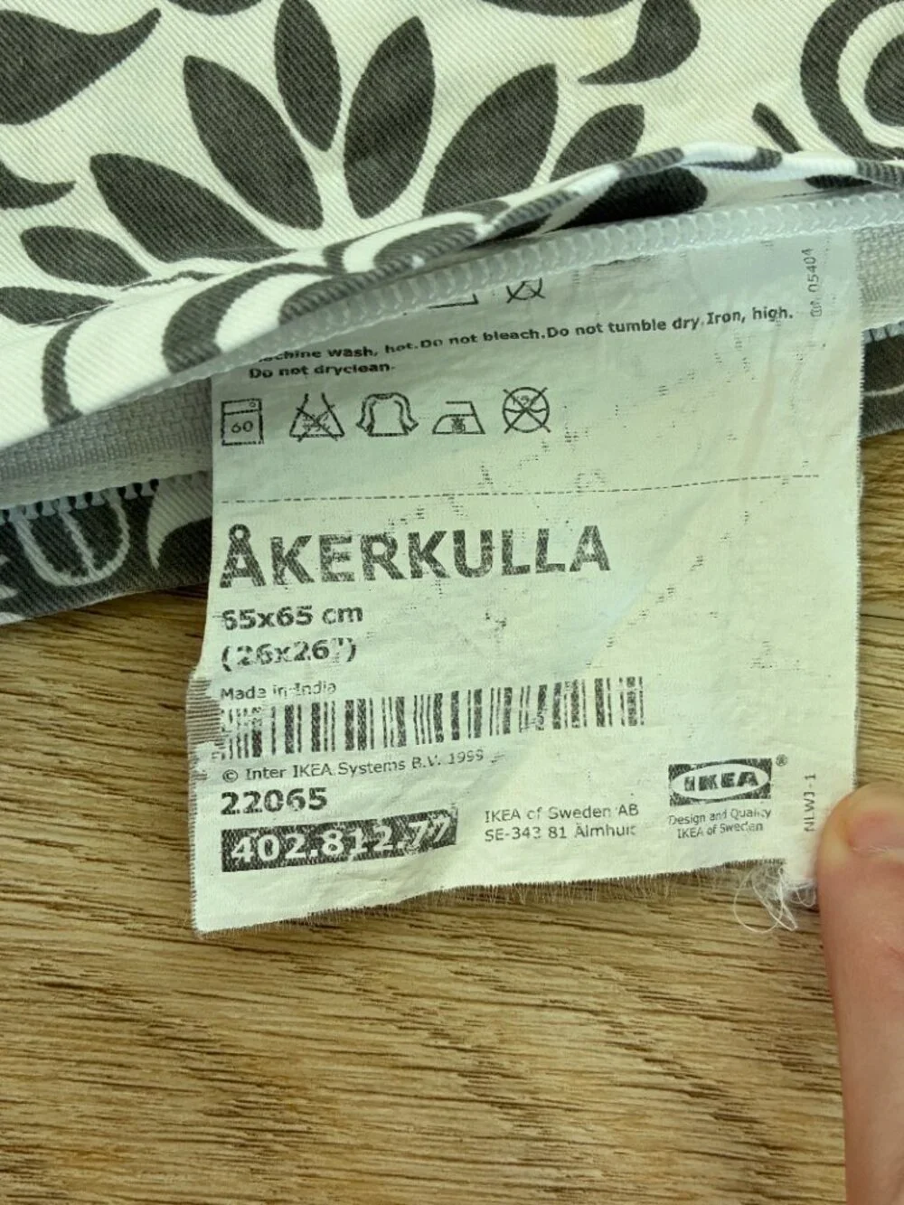 Ikea Akerkulla Euro Pillow Shams Set of 2 Gray White Floral 26x26